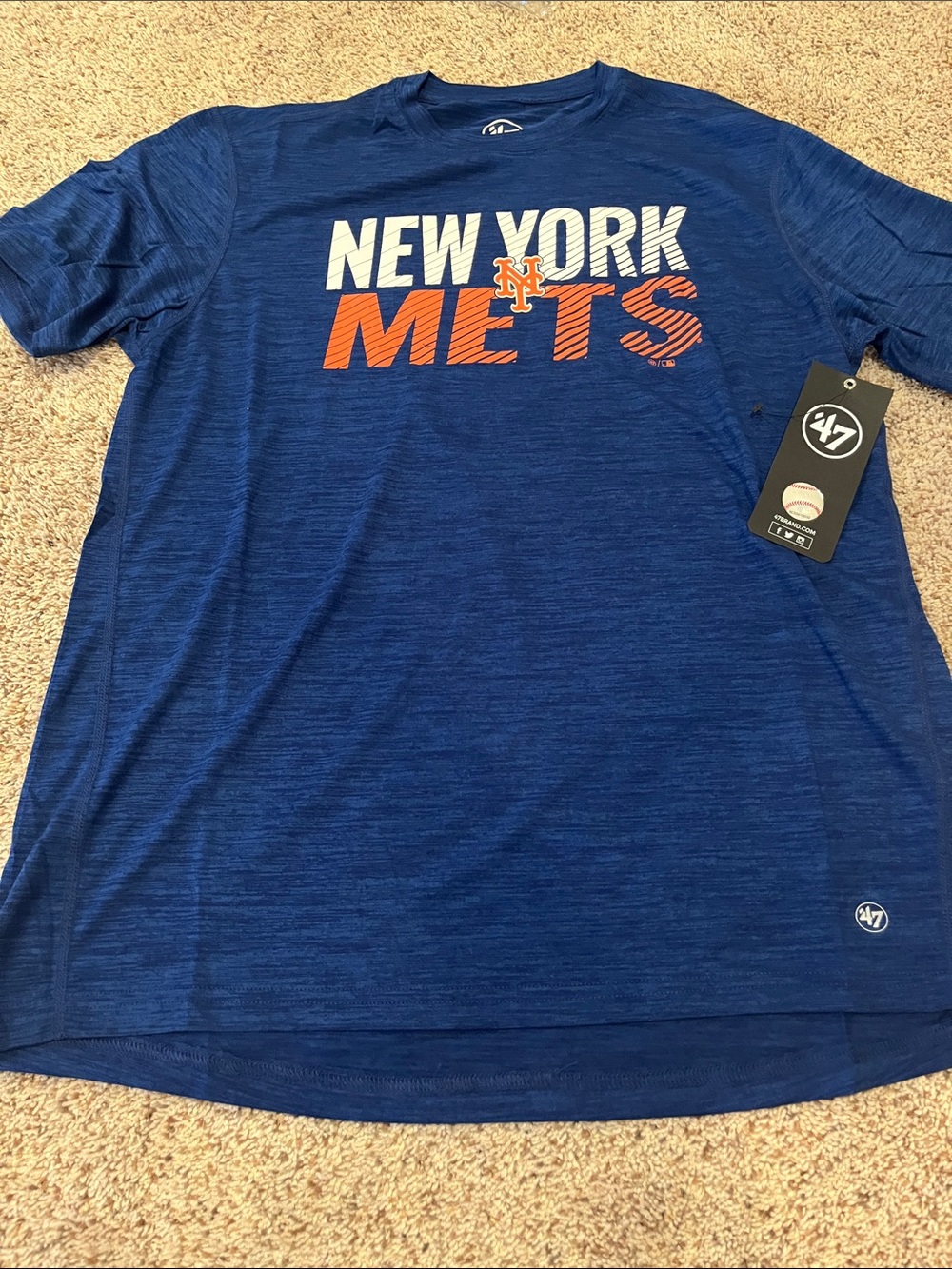 47 New York Mets Royal Blue Graphic Tee with Orange and White Logo